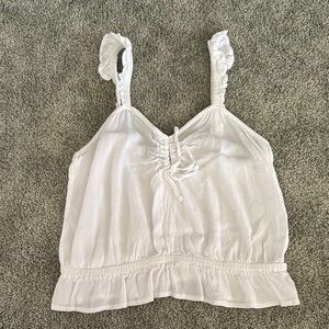 Express White Smocked Camisole Tank Top
